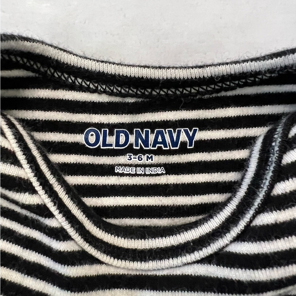 Old Navy Black and White Striped Onesie - Picture 2 of 3